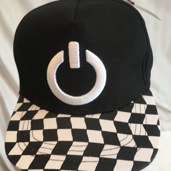 Mini Pop Kids Black White Check Baseball Hat Mad Engine Embroidered New w/ Tags - Picture 2 of 13